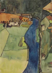 Stadt am blauen Fluss